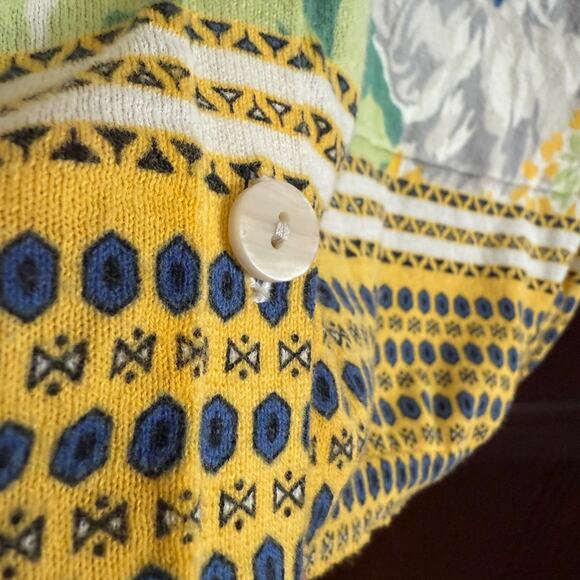 SPARROW | Anthropologie Yellow and Blue Floral Lightweight Cardigan | Large - Picture 4 of 6